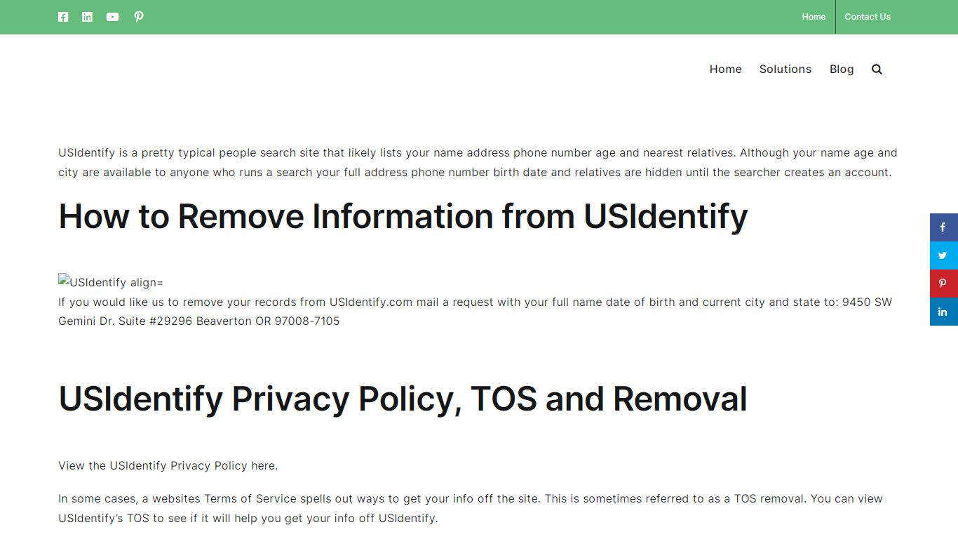 How to Remove USIdentify Information